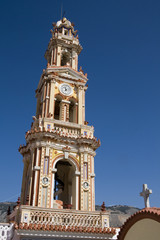Fototapeta na wymiar Symi - Monastery Panormitis bell tower - Greece