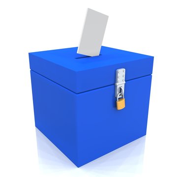 3D - Blanko Wahlurne Blau 01 - Abgeschlossen