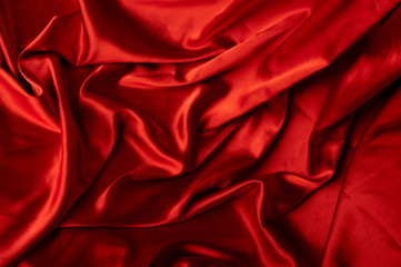 bright red holiday silk background close-up