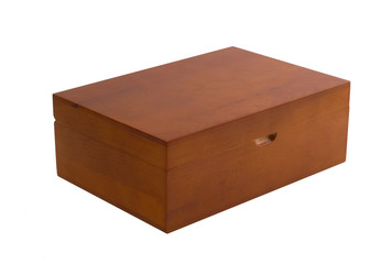 Wooden box on white background