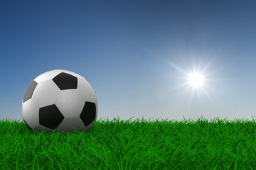 Naklejka premium soccer ball on grass. 3D image