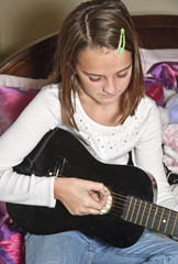 Solitary Girl with Guitar