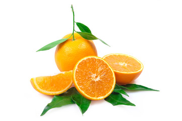 Arrangement of orange on a white background