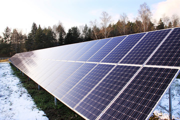 Solar Power Station in the snowy Nature