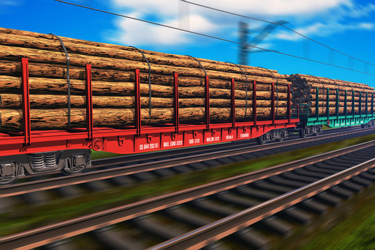 Freight train with lumber