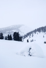 Western Sayan mountains. Ergaky. Siberia. Russia in winter time.