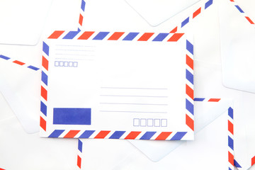 heap of isolated air mail envelope
