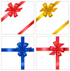 Collection of colored bows with ribbons. Vector.
