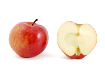 One half of apple and one whole apple