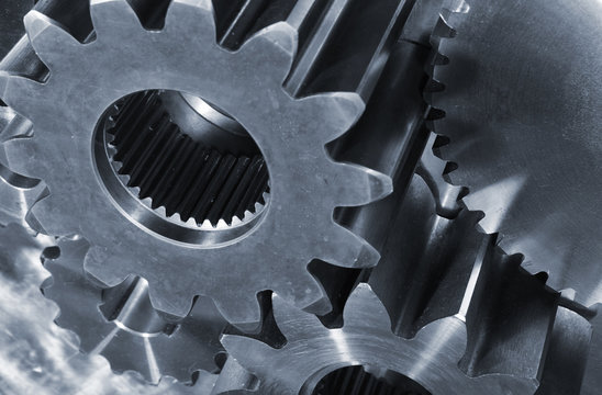 gears and cogs in blue toning