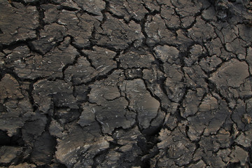 black cracked terrain filling the frame as background