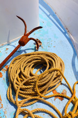 anchor and rope on board ship