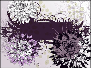 rich vector  frame with hand drawn flowers