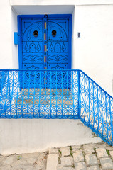 Porch and a door in Sidi Bou Said, Tunisia