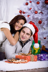 xmas portrait of a couple