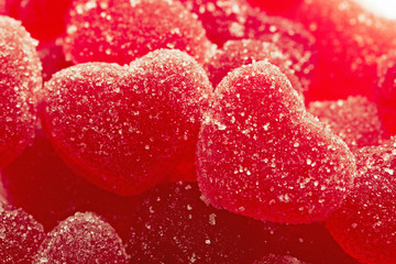 Red fruit candy in the form of the heart