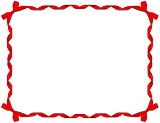 Red Ribbon Frame with Bow on white background