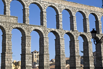 Roman Aqueduct in old city of Segovia