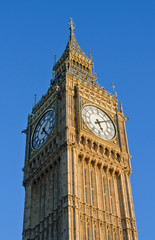 Big Ben Houses of Parliament clock tower in London UK.