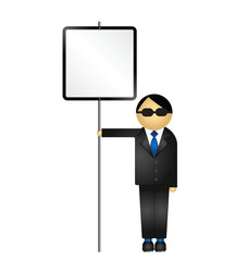 Businessman holding blank sign with copy space