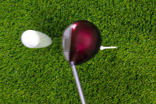 Golf Tee Shot With Driver