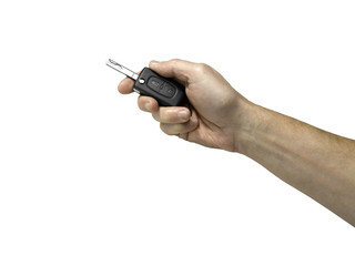 car key in hand (clipping path )