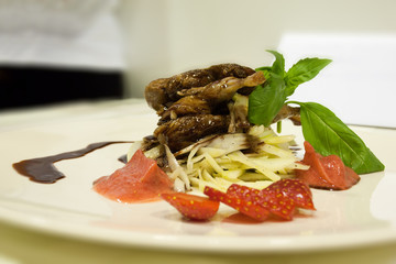 quail with chocolate sauce