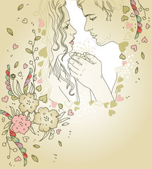 love couple on a floral background