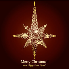 Fototapeta premium Christmas star mage from snowflakes, vector illustration