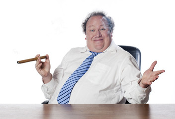 business man fier fumant son cigare
