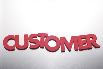 customer word on metal background