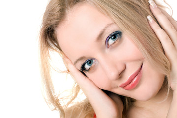 Fototapeta premium cheerful young blond lady