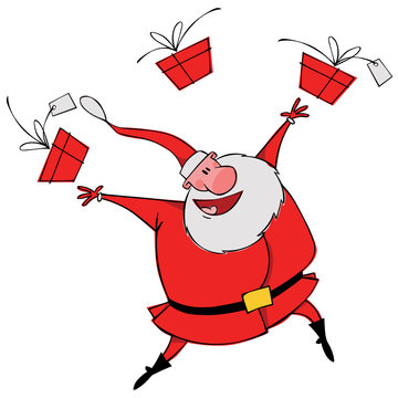 Dancing Santa with gifts