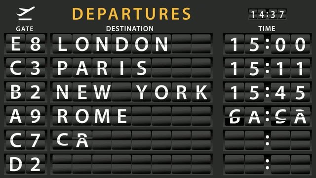 Airport Departures Information Board