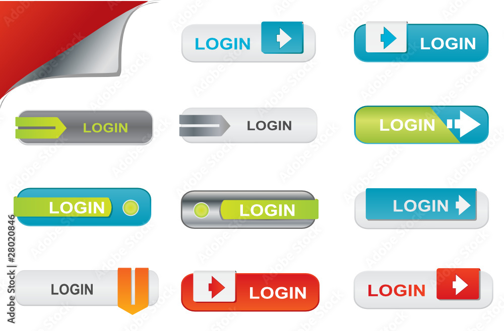 Poster vector login buttons, website elements