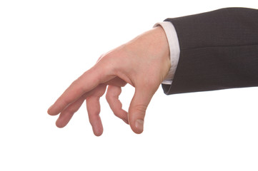 well shaped businessman's hand reaching for something isolated o