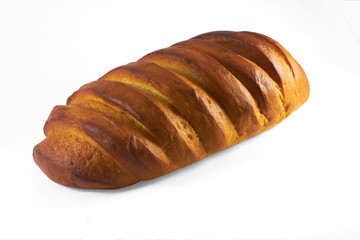 Chain fresh bread on a white background