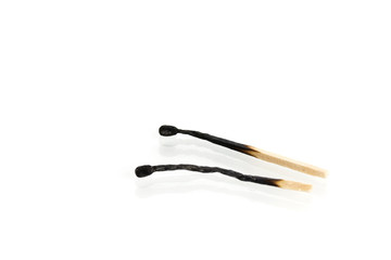 burnt matches isolated on white
