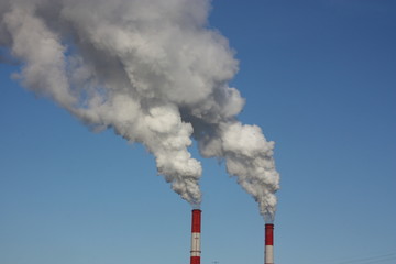 Smoke from the pipes.