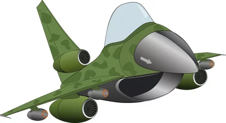 Poster Im Rahmen Der moderne Militärjet-Flugzeug-Cartoon © liusa