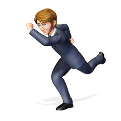 businessman cartoon super run