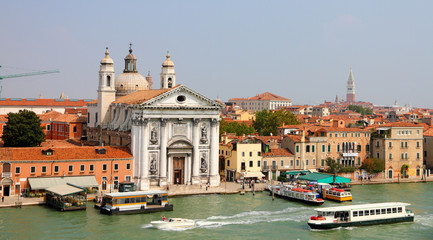 Fototapeta premium Venice from the sea with church Santa Maria del Rosario