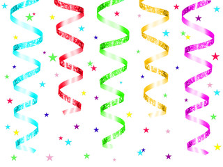 Colorful party streamers and confetti