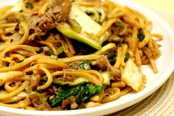 Shredded Duck and Pak Choi with Noodles