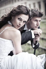 Fine art photo of an attractive wedding couple