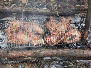 Barbecue from meat