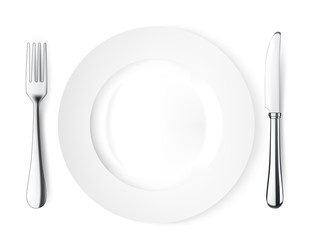 Plate knife and fork. Vector illustration.