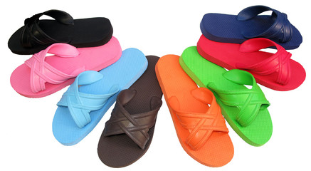 flip-flops colour collection isolated on white