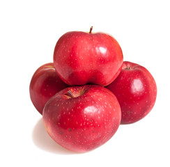 Fresh red juicy natural apples on white isolated background