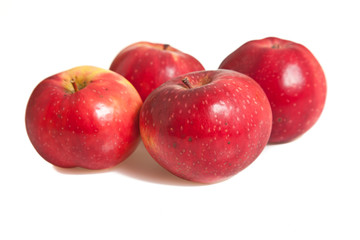 Fototapeta na wymiar Fresh red juicy natural apples on white isolated background